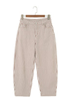 Khaki Stripe Casual Barrel Jeans