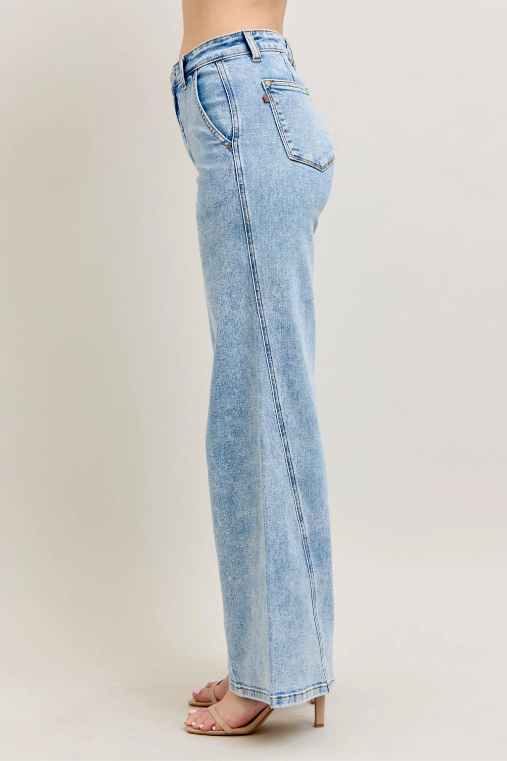 Judy Blue High Waist Wide Leg Jeans with Skewed Inseam