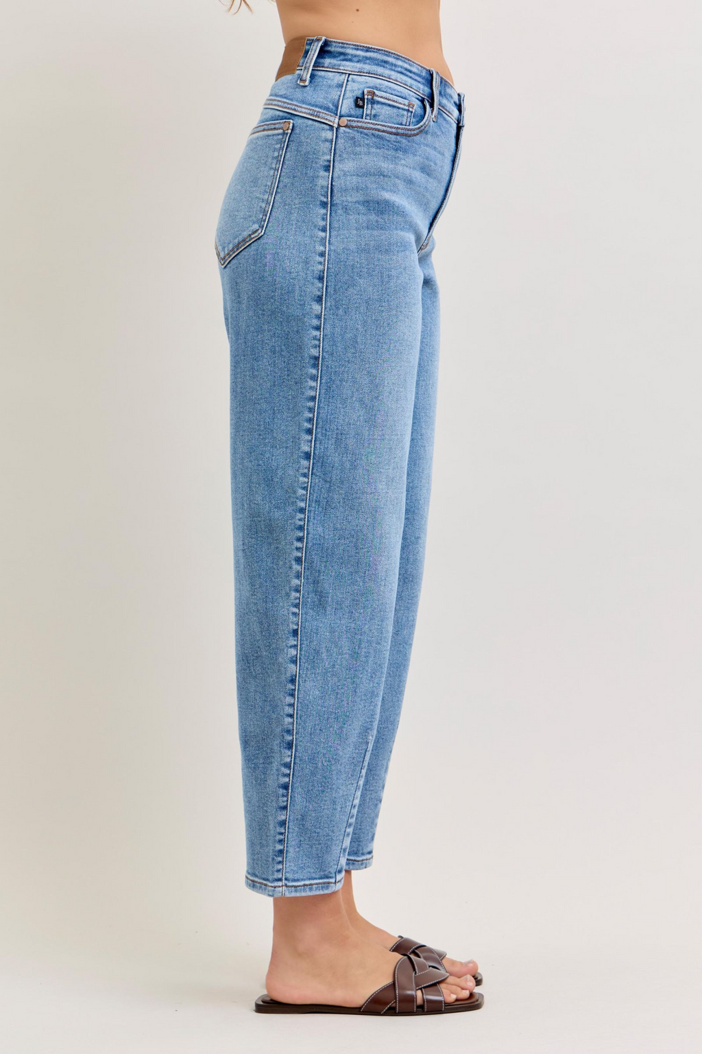 Judy Blue High Waist Front Darts Back Yoke Barrel Denim Jeans 82712