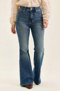 Judy Blue High Waist Double Button Tummy Control Flare Jeans DK