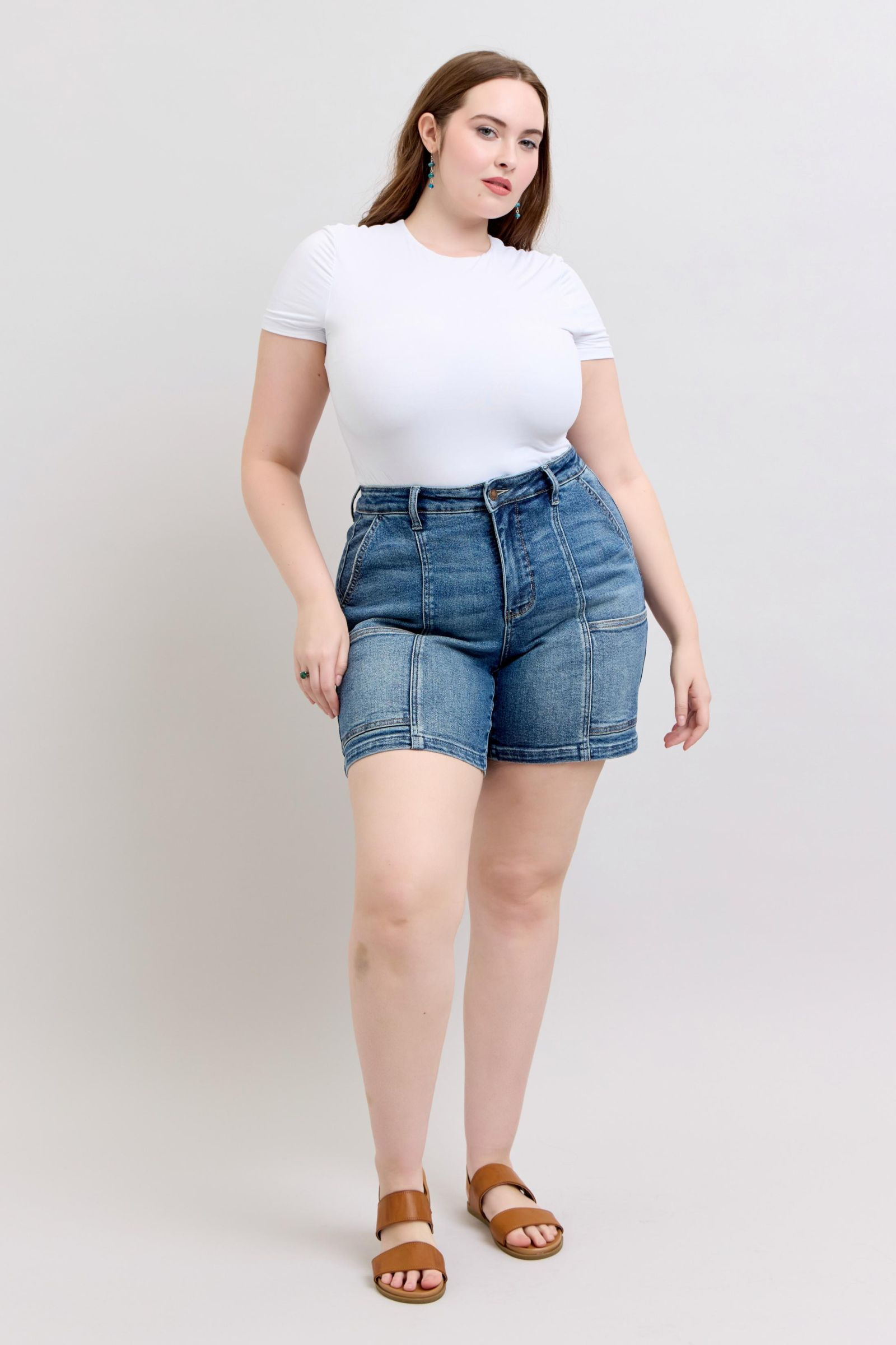 Judy Blue High Waist Denim Shorts with Utility Pockets - Regular & Plus Sizes 3XL