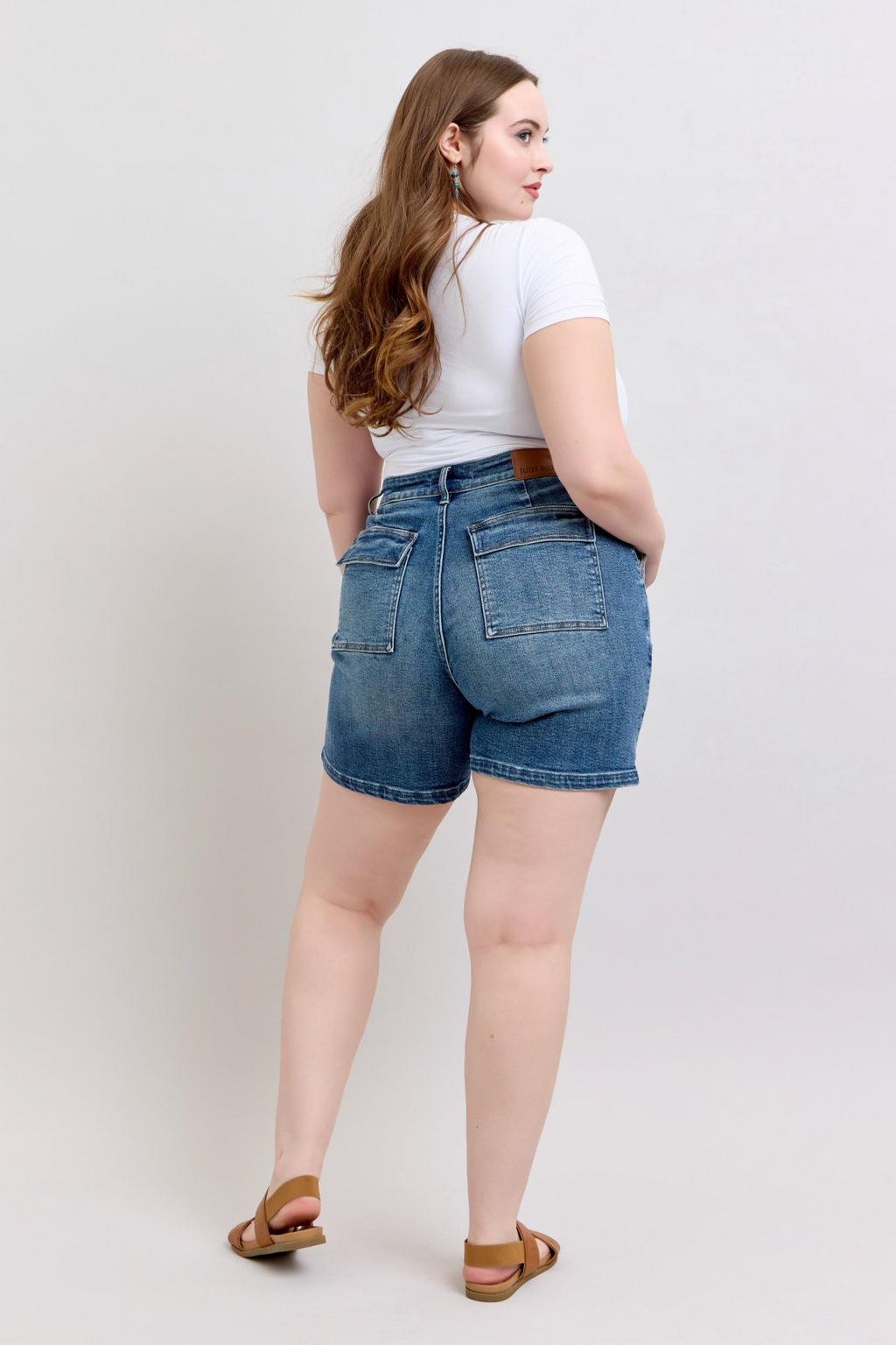 Judy Blue High Waist Denim Shorts with Utility Pockets - Regular & Plus Sizes