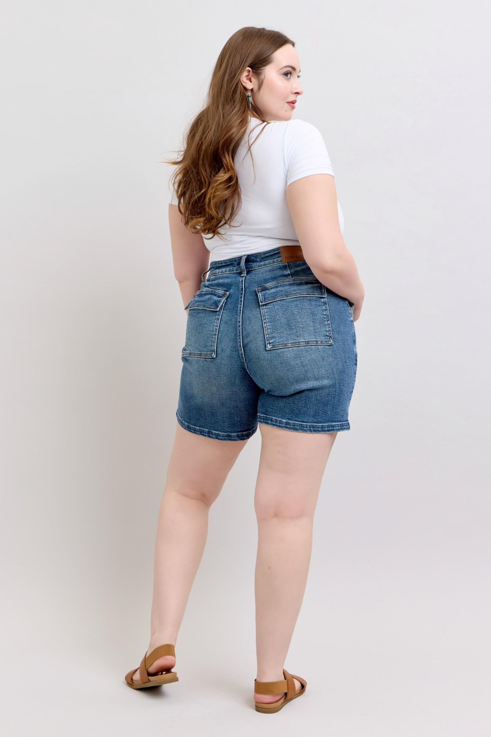 Judy Blue High Waist Denim Shorts with Utility Pockets - Regular & Plus Sizes