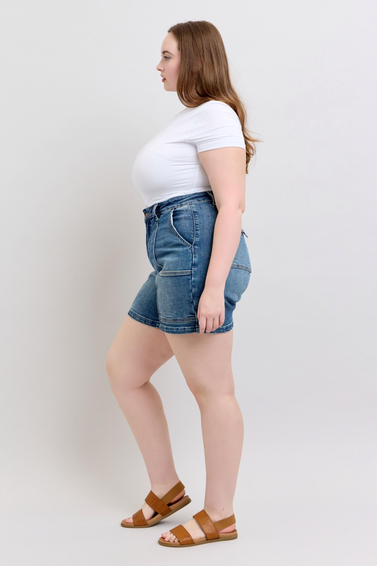 Judy Blue High Waist Denim Shorts with Utility Pockets - Regular & Plus Sizes