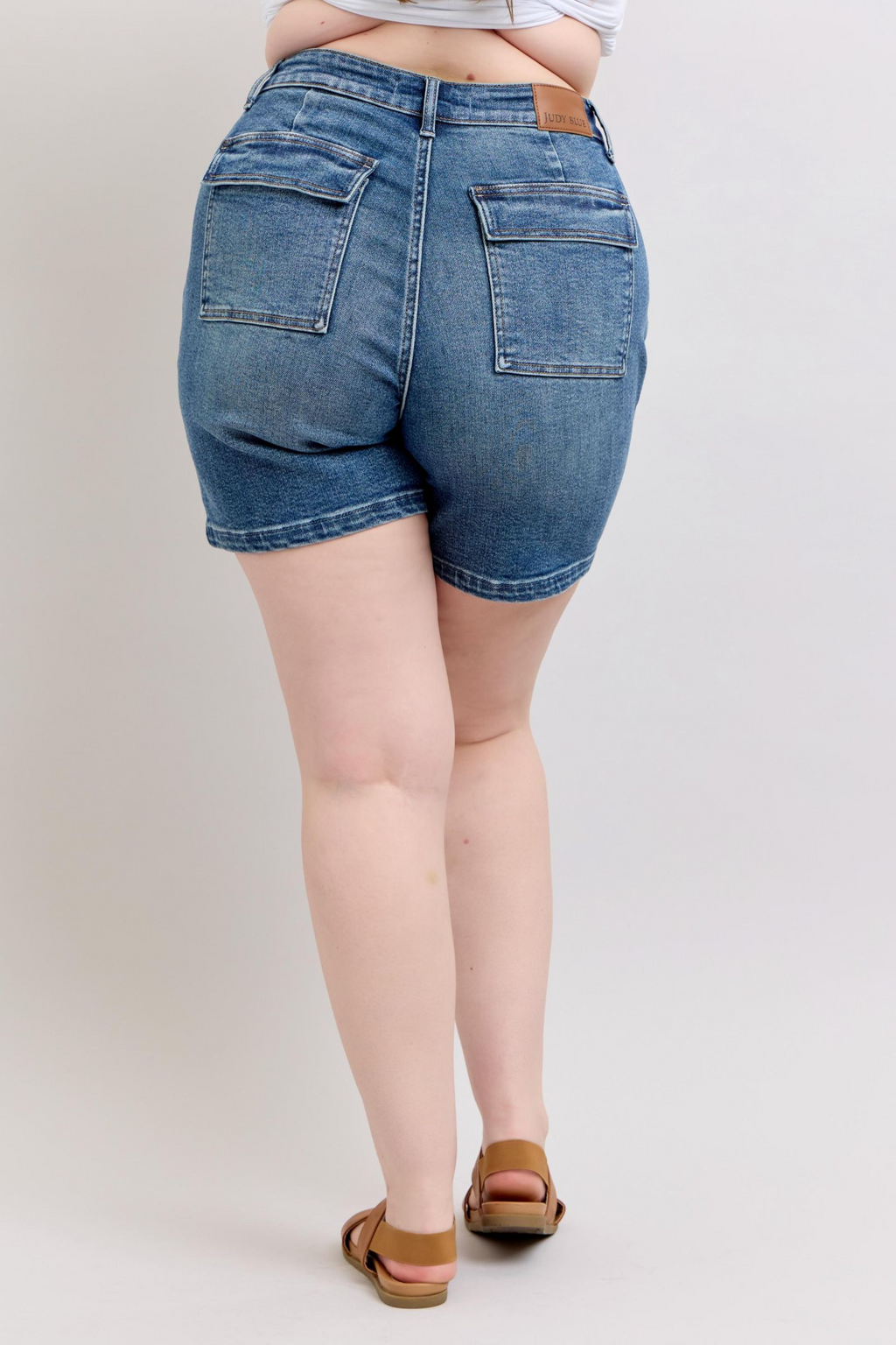Judy Blue High Waist Denim Shorts with Utility Pockets - Regular & Plus Sizes