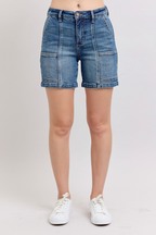 Judy Blue High Waist Denim Shorts with Utility Pockets - Regular & Plus Sizes