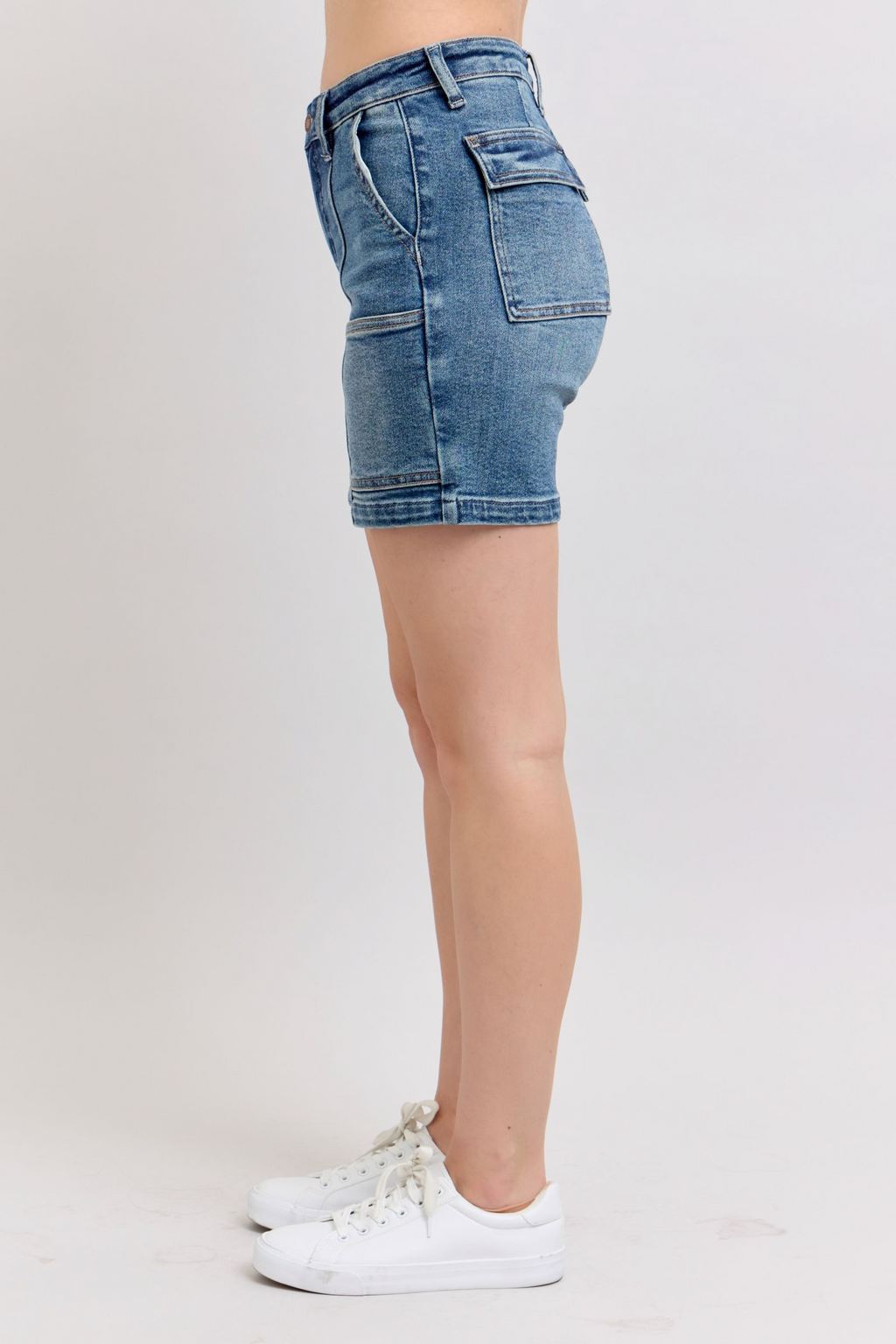 Judy Blue High Waist Denim Shorts with Utility Pockets - Regular & Plus Sizes