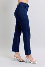 Judy Blue Vintage Horizon High Rise Work Wear Utility Dark Wash Straight Leg Jeans 88918