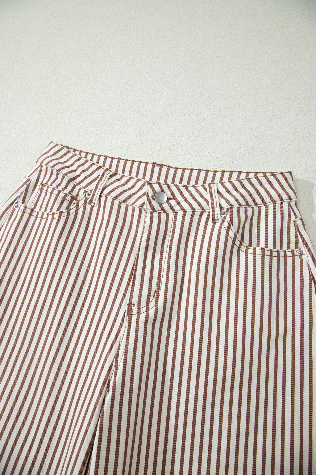 Khaki Stripe Casual Barrel Jeans