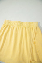 Myosotis 2 Pieces Mineral Wash Cotton Tank Top Lined Split Skort Set