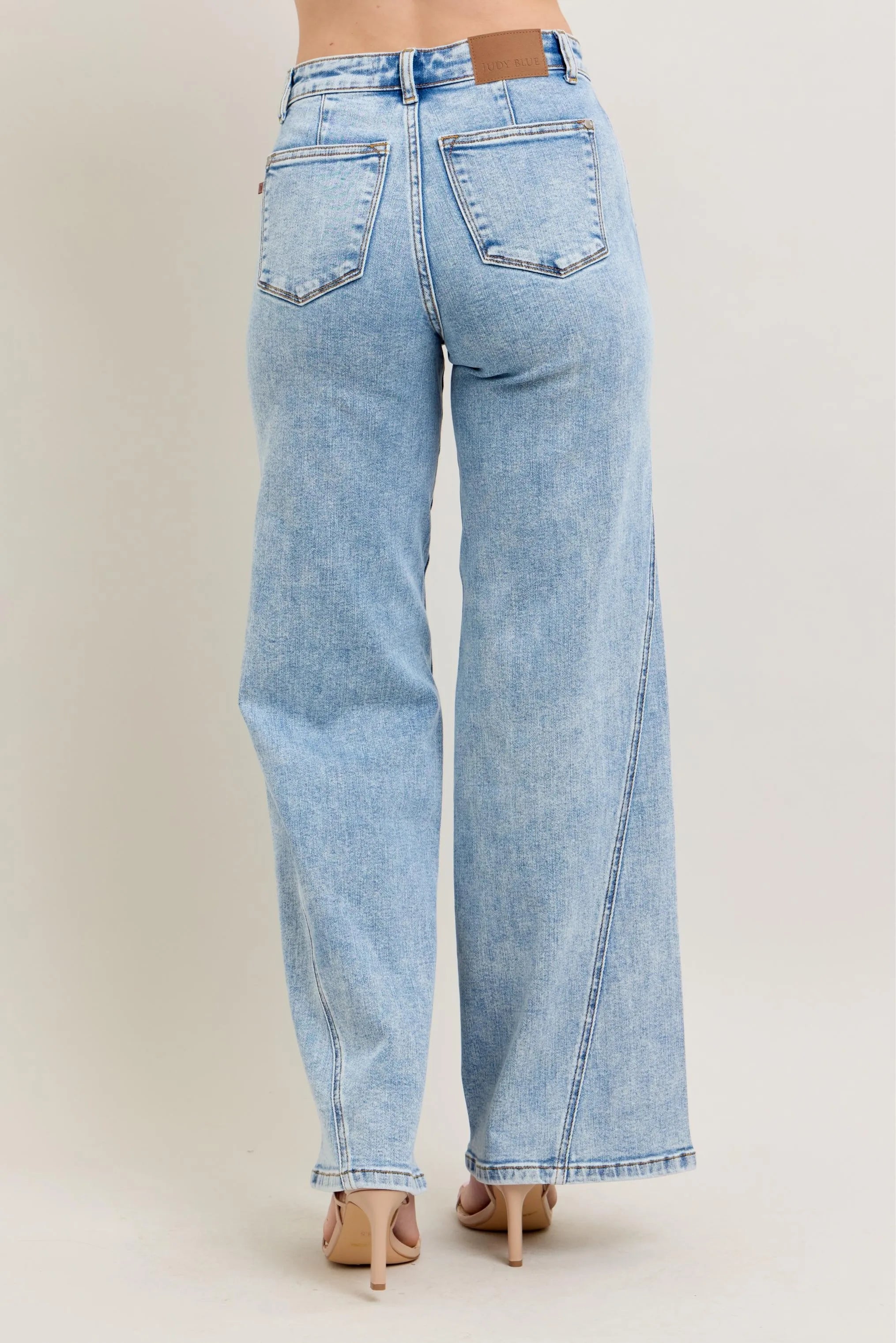 Judy Blue High Waist Wide Leg Jeans with Skewed Inseam