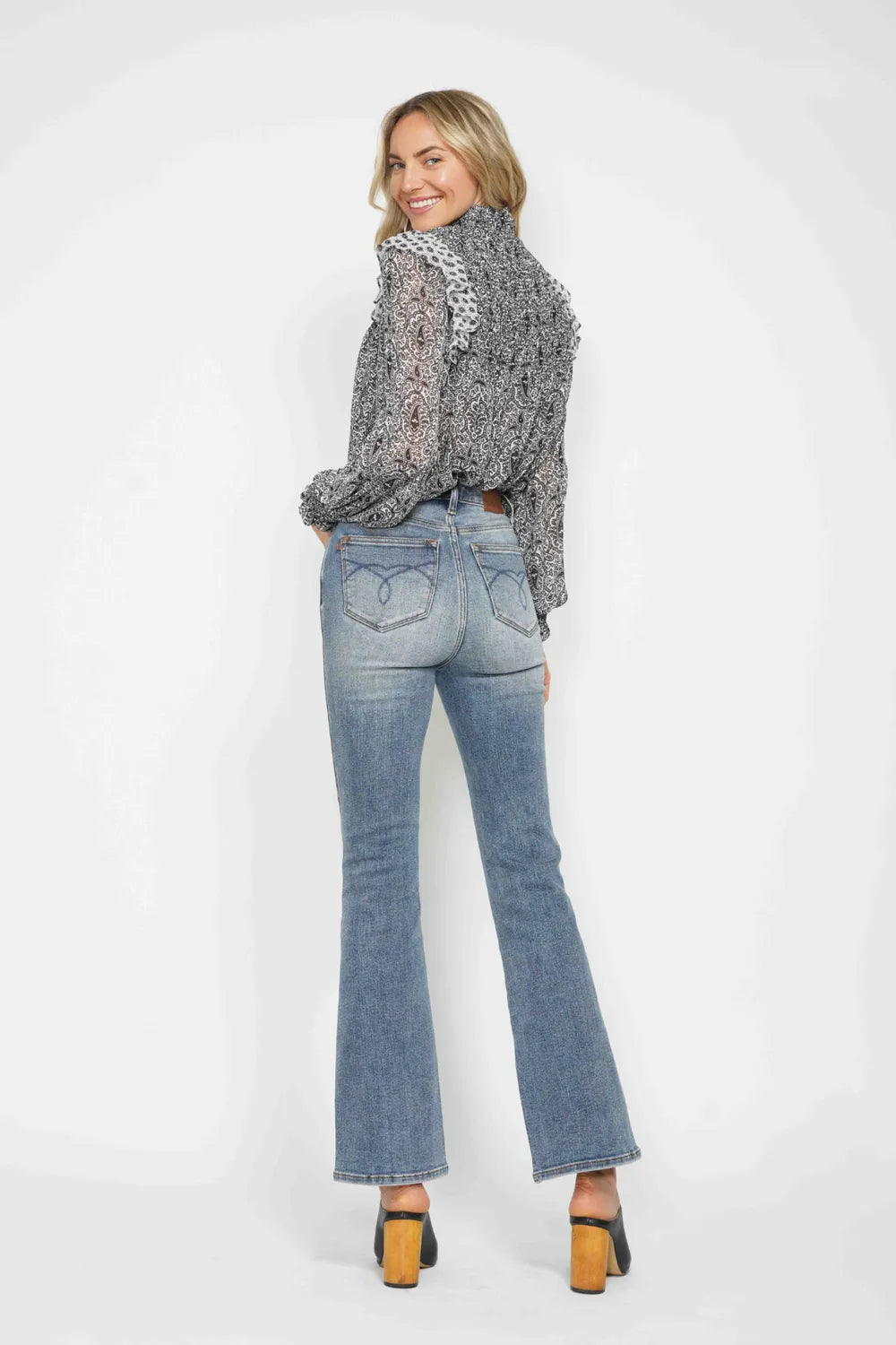 Judy Blue Tummy Control Back Embroidered Pocketed Bootcut Jeans 88783 - 3 Inseams