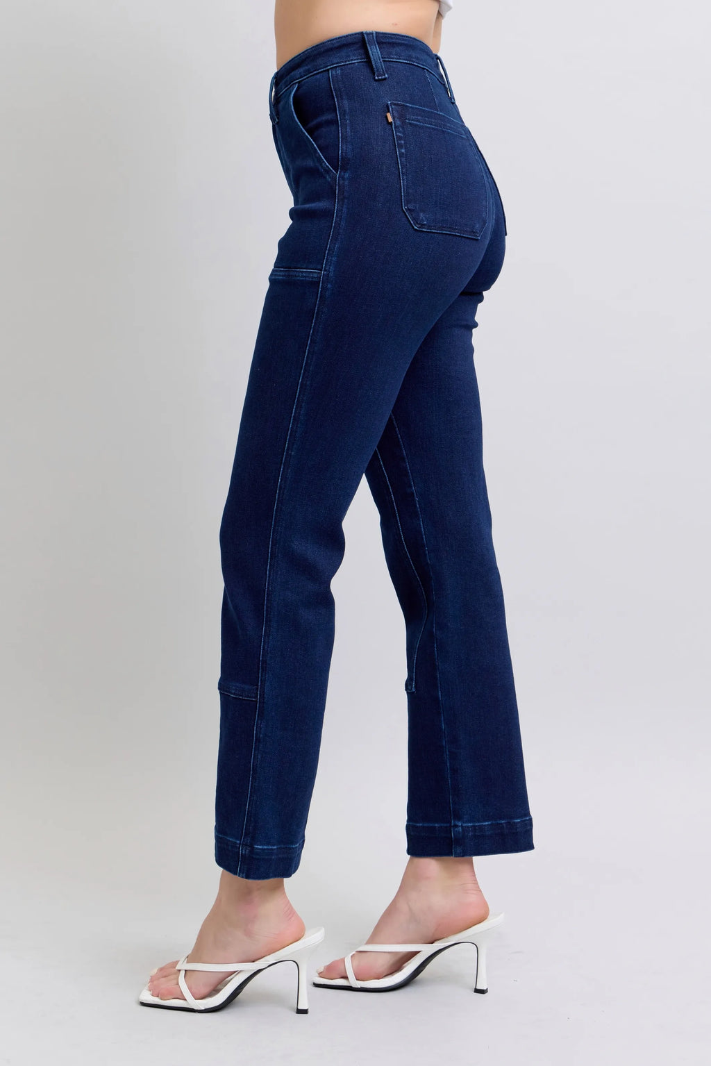 Judy Blue Vintage Horizon High Rise Work Wear Utility Dark Wash Straight Leg Jeans 88918