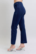 Judy Blue Vintage Horizon High Rise Work Wear Utility Dark Wash Straight Leg Jeans 88918