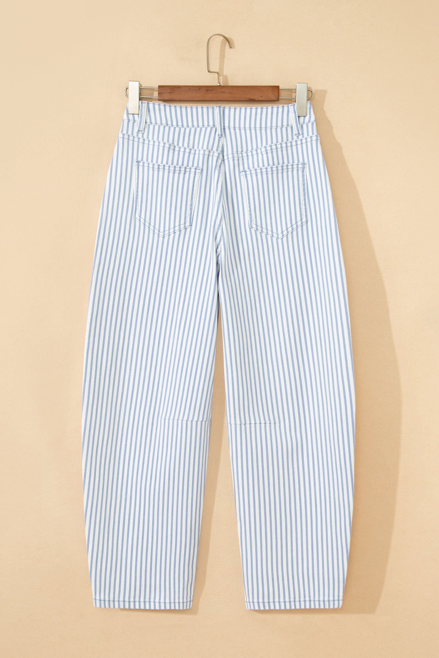 Khaki Stripe Casual Barrel Jeans