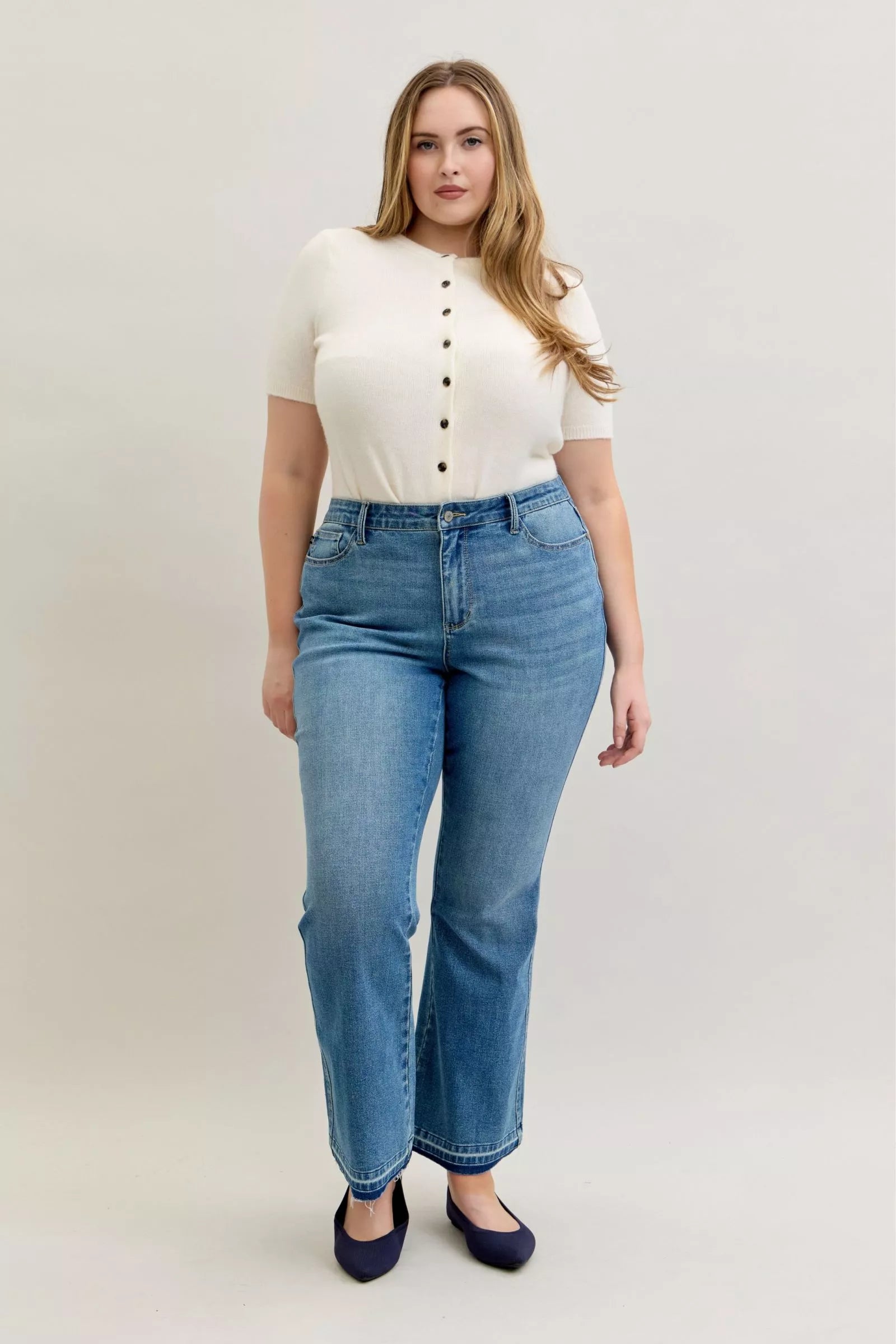 Judy Blue Mid Rise Slim Bootcut Tummy Control Release Hem Jeans 881056