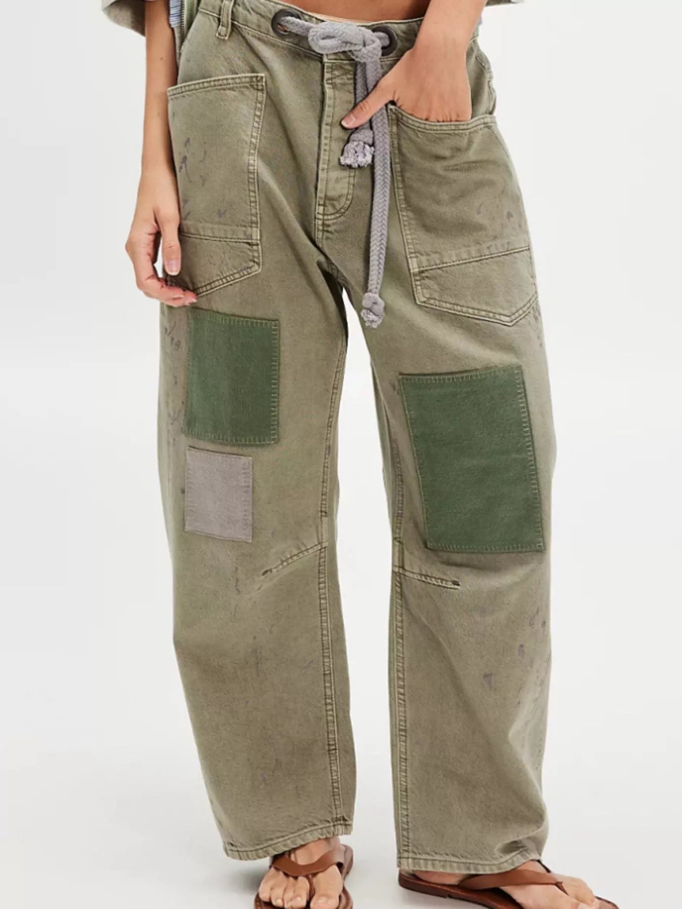 Washed Relaxed Fit Jeans Yellow-Green