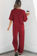 Sky Blue Drop Shoulder Boxy Tee and Barrel Pants Set