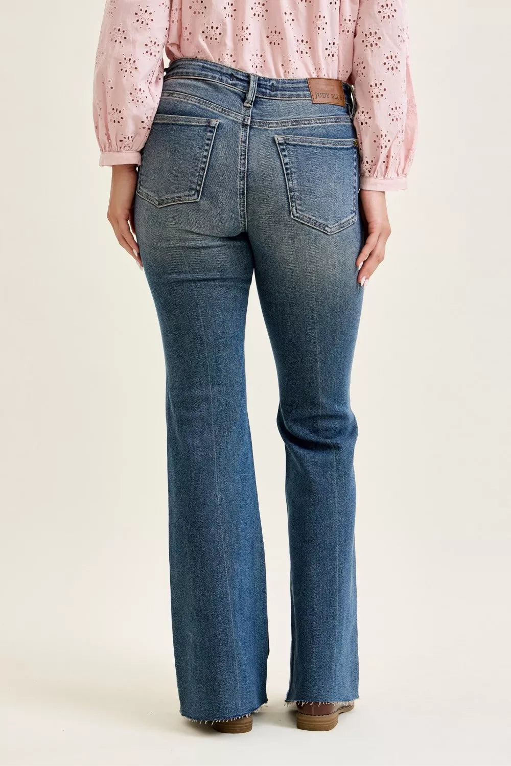 Judy Blue Mid Rise Flare Jeans with Front Flap Pockets 881113