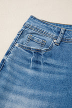 Myosotis Acid Washed Straight Leg Full Length Casual Jeans
