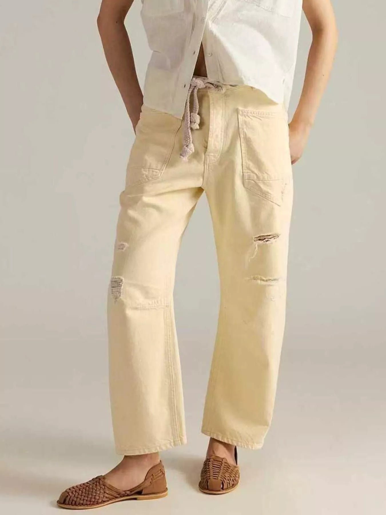 Washed Relaxed Fit Jeans Pastel Yellow