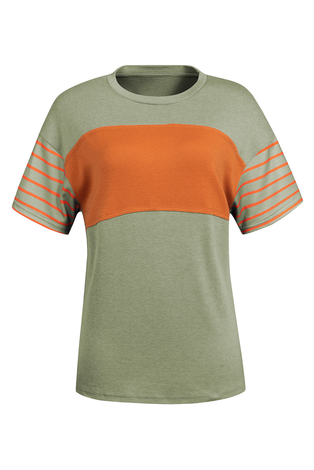 Red Dahlia Color Block Striped Detail Loose T Shirt