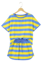 Rose Stripe Dolman Tee Drawstring Skort Athletic 2pcs Set