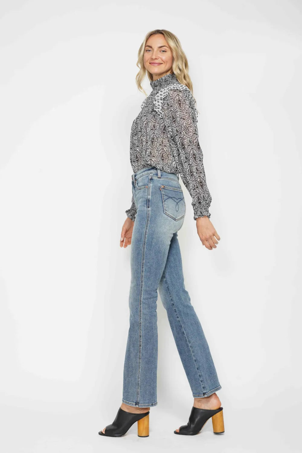Judy Blue Tummy Control Back Embroidered Pocketed Bootcut Jeans 88783 - 3 Inseams