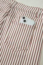 Khaki Stripe Casual Barrel Jeans