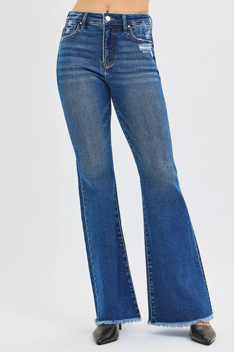 RISEN High Rise Flare Jeans DARK