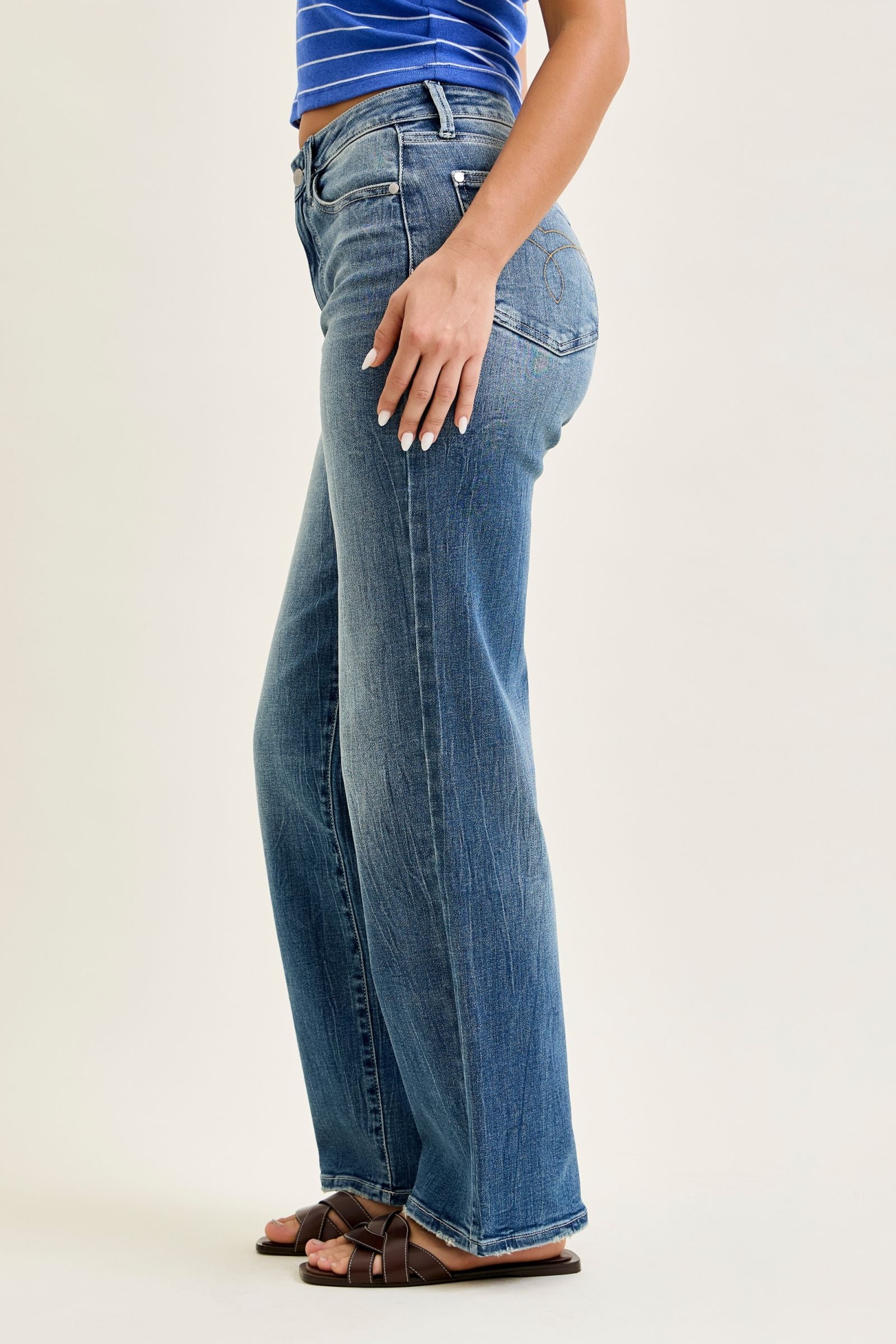 Judy Blue Mid Rise Straight Denim Jeans 82719