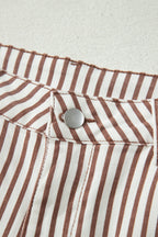 Khaki Stripe Casual Barrel Jeans