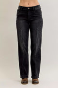 Judy Blue Mid Rise Straight Western Seam Detail Jeans BK
