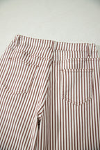 Khaki Stripe Casual Barrel Jeans