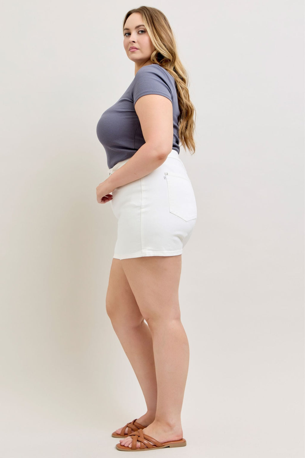 Judy Blue High Waist Slim White Denim Short 150362