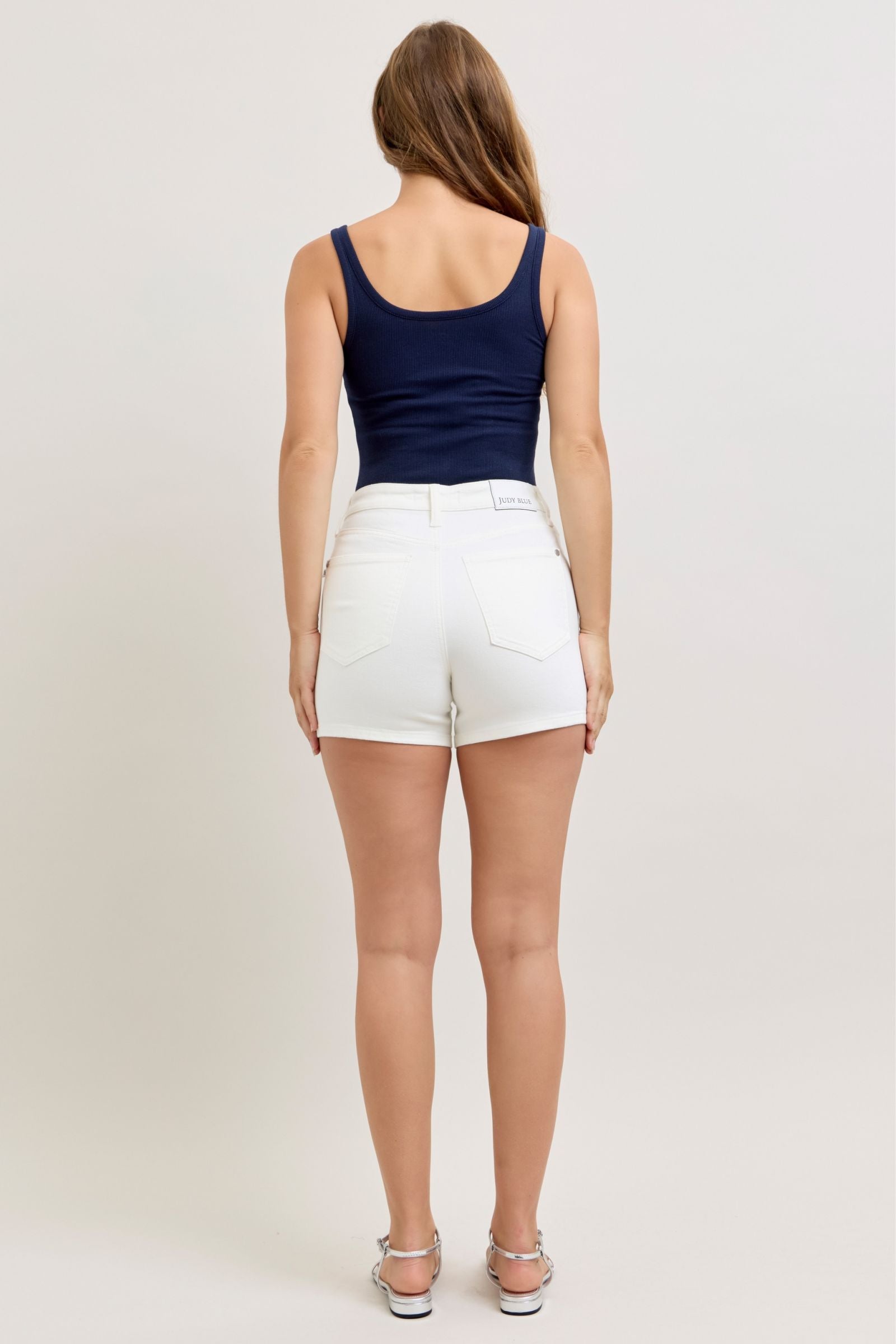 Judy Blue High Waist Slim White Denim Short 150362