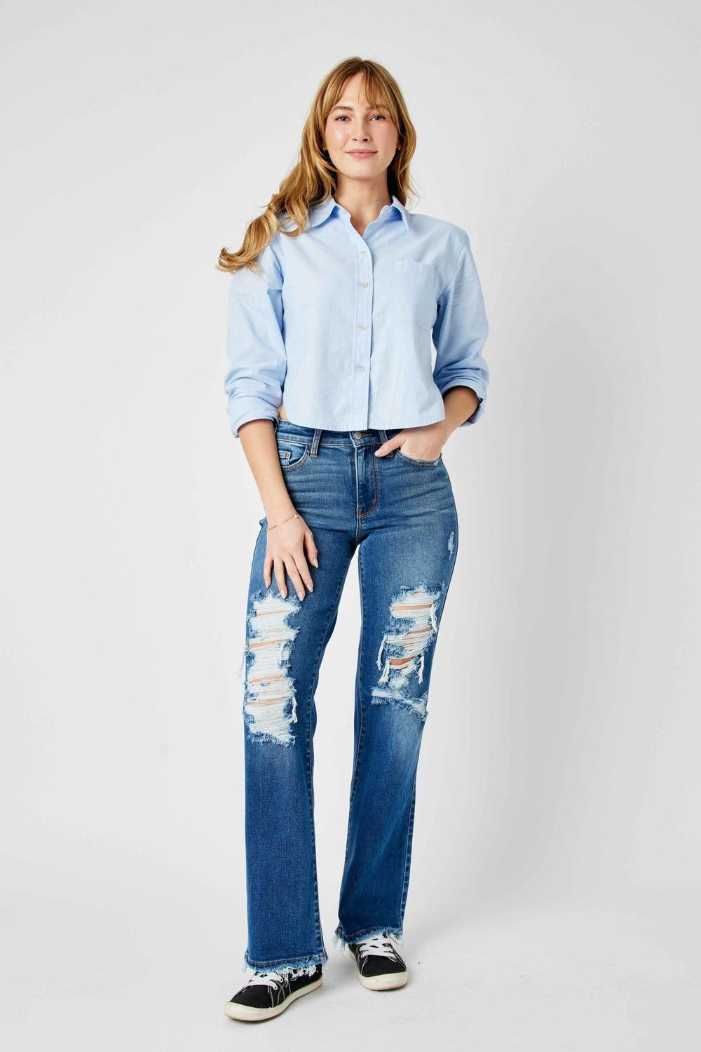 Judy Blue Mid Rise Dad Denim Jeans 82605