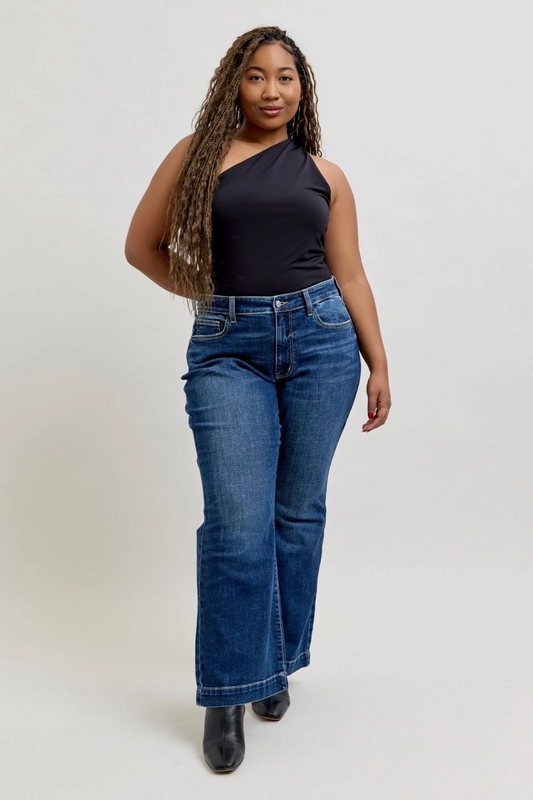 Judy Blue High Waist Trouser Flare Denim Jeans 82637 - Petite