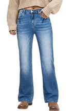 Myosotis Acid Washed Straight Leg Full Length Casual Jeans