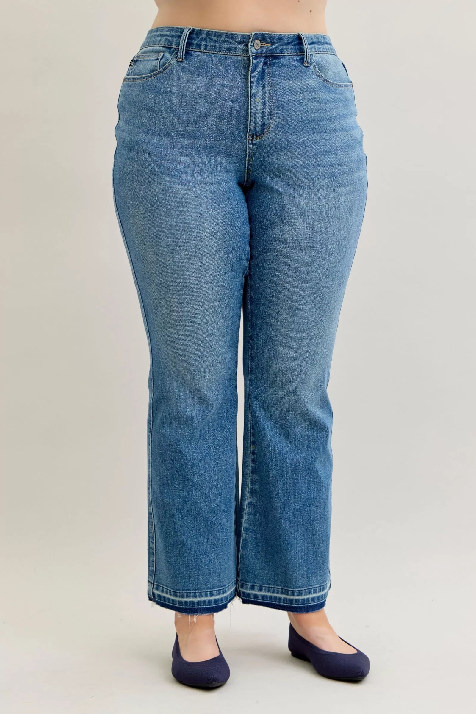 Judy Blue Mid Rise Slim Bootcut Tummy Control Release Hem Jeans 881056