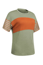 Red Dahlia Color Block Striped Detail Loose T Shirt