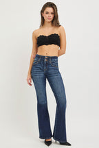 RISEN High Rise Flare Jeans With Seam Detail Waistband