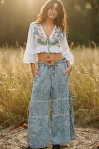 POL Floral Embroidered Cropped Blouse IVORY