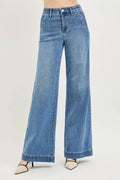 RISEN Tummy Control Elastic Band High Rise Wide Jeans Medium