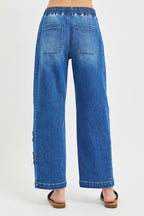 RISEN Elastic Band Slouchy Cropped Barrel with Star Patch