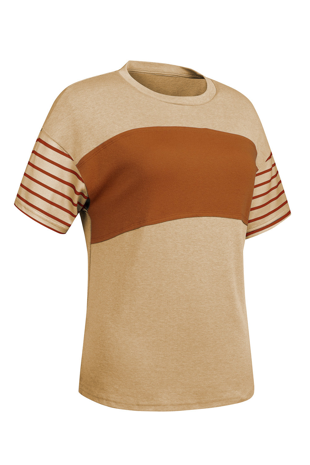Red Dahlia Color Block Striped Detail Loose T Shirt
