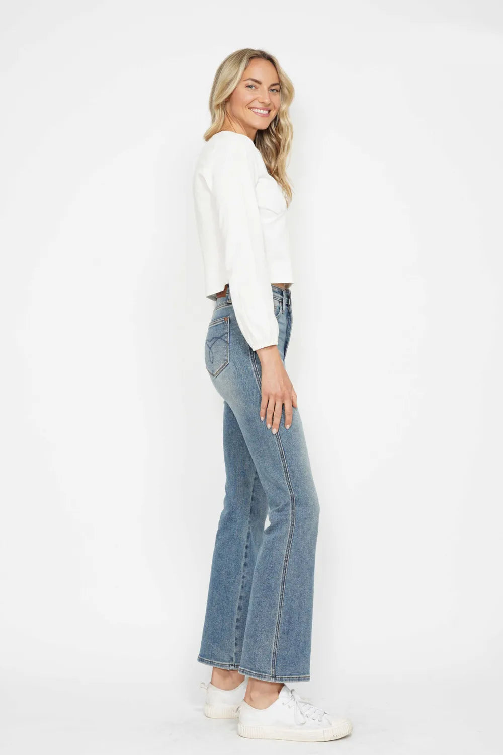 Judy Blue Tummy Control Back Embroidered Pocketed Bootcut Jeans 88783 - 3 Inseams