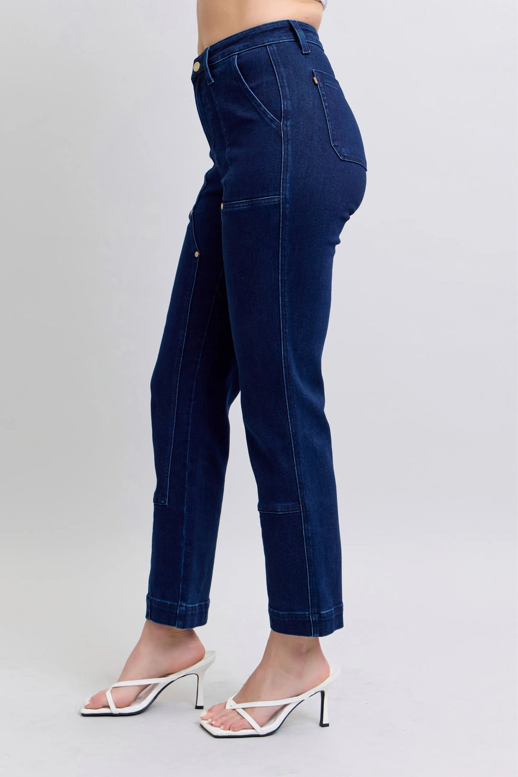 Judy Blue Vintage Horizon High Rise Work Wear Utility Dark Wash Straight Leg Jeans 88918