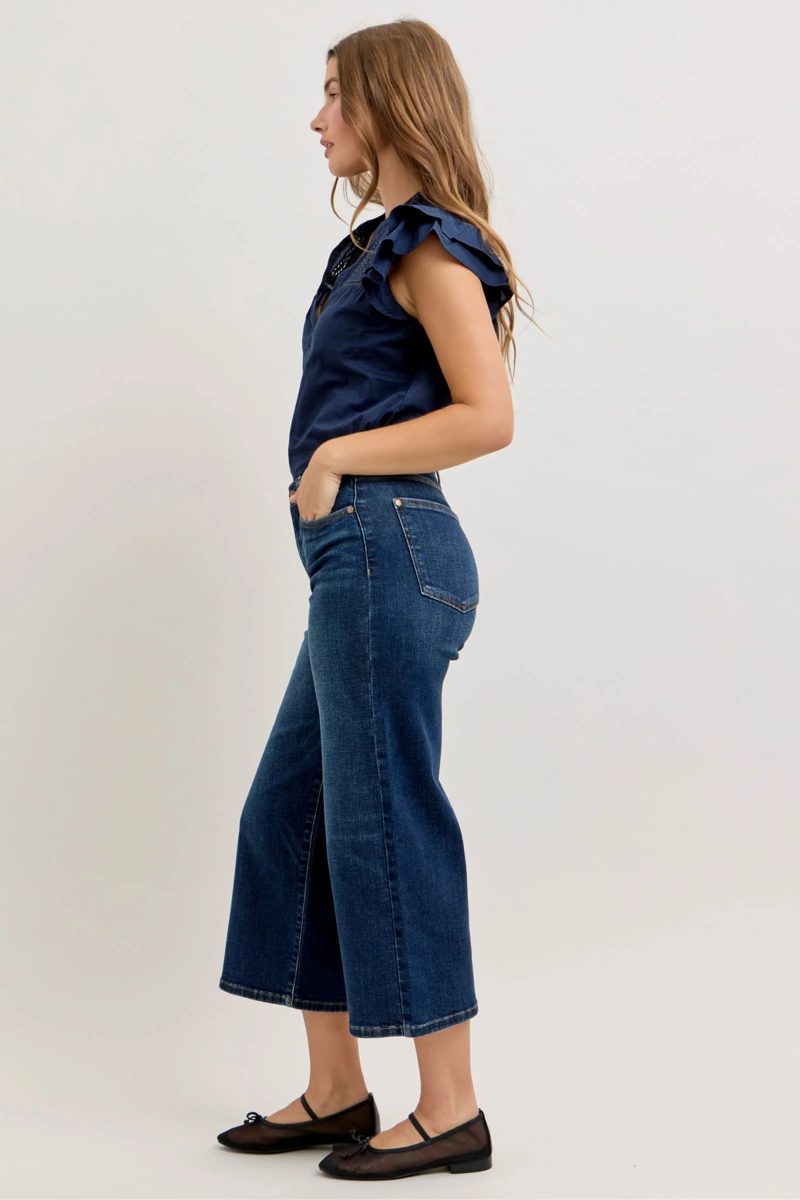 Judy Blue High Waist Ankle Wide Jeans