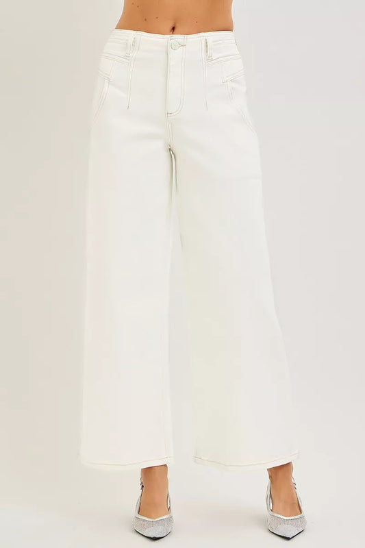 RISEN High Rise Ankle Wide Pants CREAM